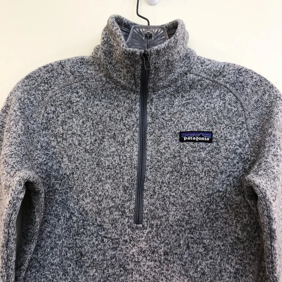 Patagonia Grey Tight Knit Quarter Zip Outdoor Polyester Pullover Jacket XS - Picture 6 of 9